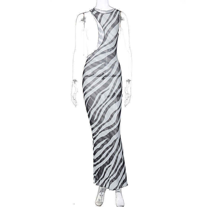 European and American style women's summer product sexy mesh transparent cool sleeveless slim fit dress wholesale swimsuit 2025 new casual versat