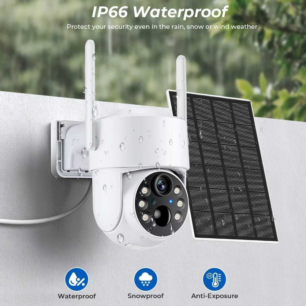 New WiFi PTZ Camera Outdoor Wireless Solar IP Camera 4MP HD Built-in Battery Video Surveillance Camera Long Time Standby iCsee Z250212