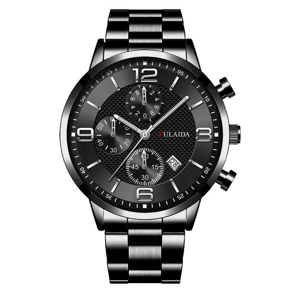 Fulaida quality mens fashion stainless steel business watch luminous pointer with calendar quartz watch W250212
