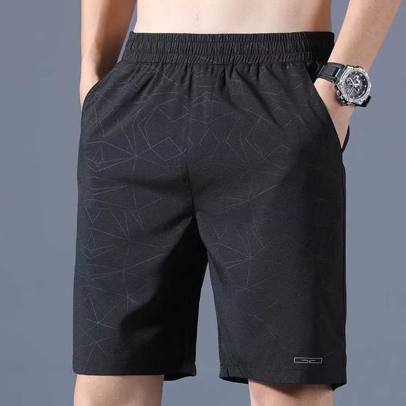 Summer thin ice silk casual sports shorts mens versatile quick drying five quarter pants loose fit straight leg W250212