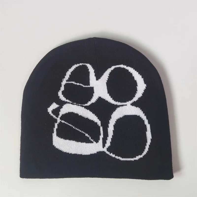 Fashion Print Y2K Knitted Hat Winter Warm Beanies Hats Sklies Beanie Cargo Cap Men And Women Outdoor Hats X250212