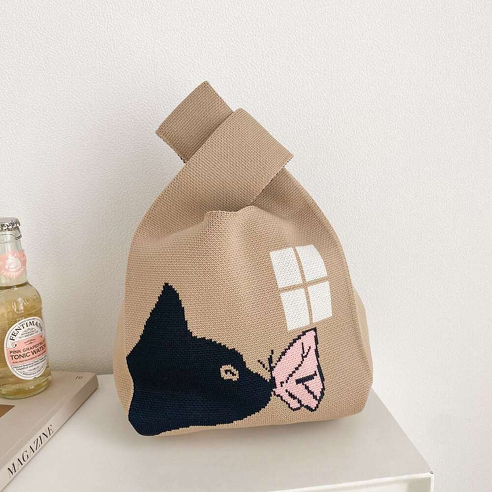 Internet famous flower cartoon knitted Japanese and Korean woven shoulder underarm new women's bag, tote bag