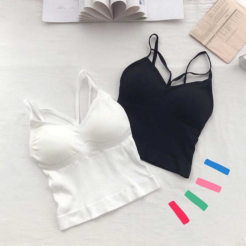 Women Cotton Lingerie Push Up Bra Sexy V Neck Tube Top Fashion Solid Color Underwear Fe Soft Brassreie With Chest PadXJ250212
