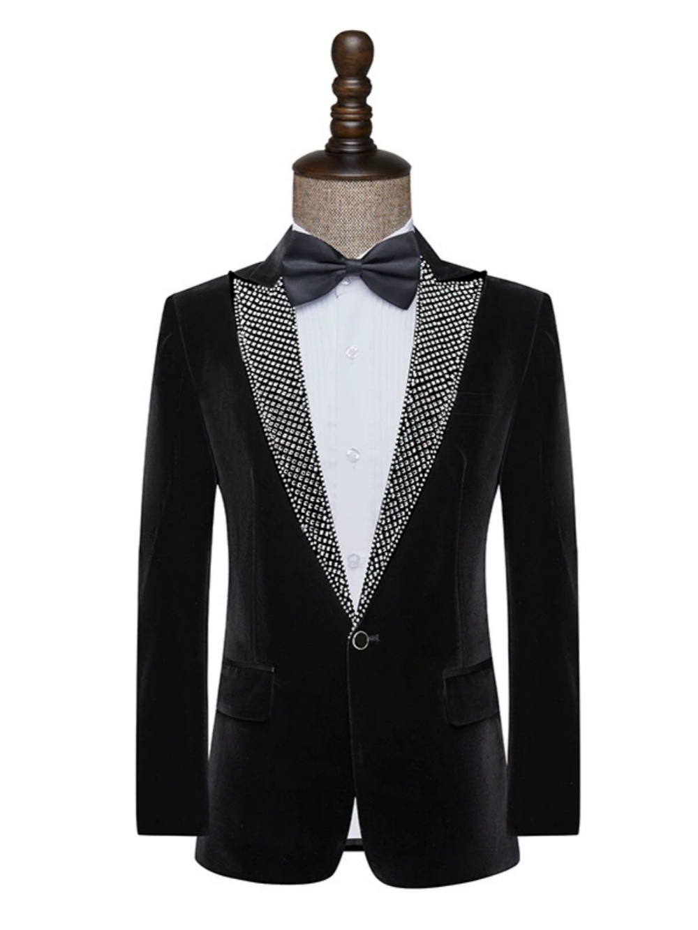 Star Wedding Tuxedos Beaded One Button Men Suit Peaked Lapel 2 Piece Set Jacket Pants Business Groom Blazers Customized