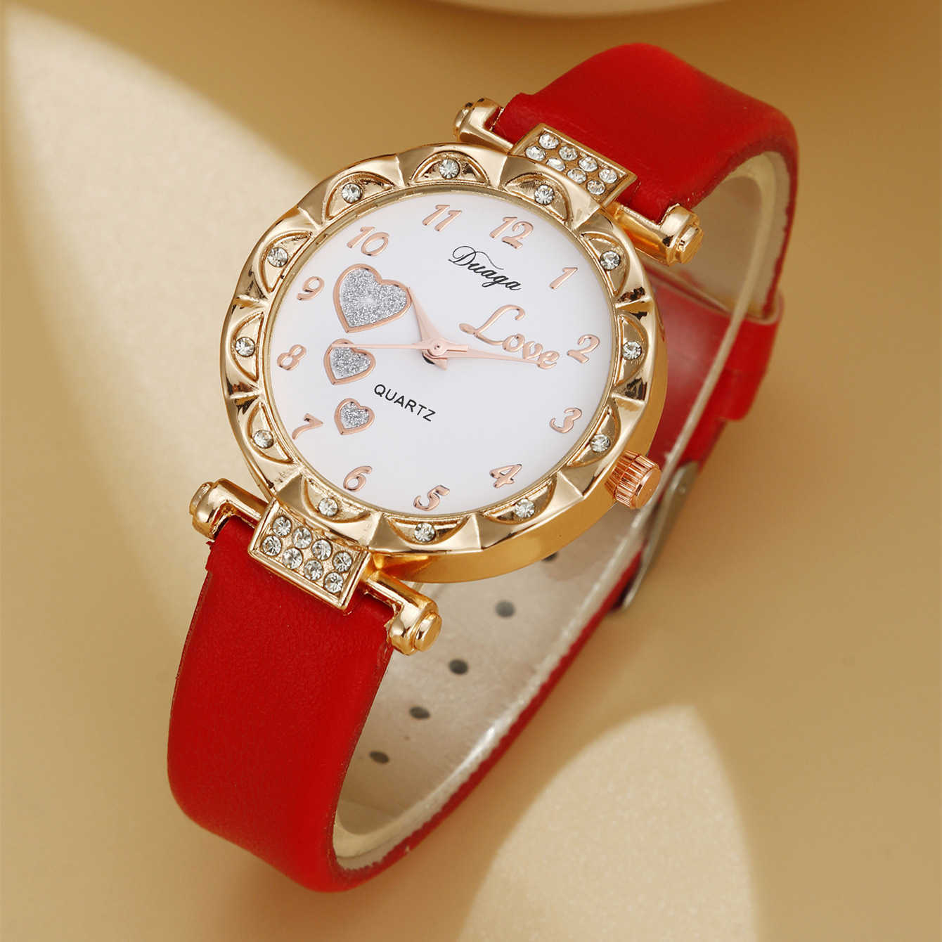 2024 New European Sweet Round Dial Matte Belt Watch Pearl Butterfly Jewelry Set W250212