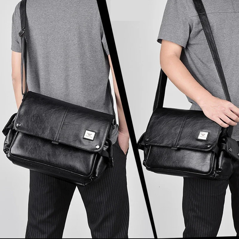 PU Leather Messenger Bag for Man Shoulder Crossbody Briefcase Office Executive Business Bolsas Casual Side Vintage Husband 250207