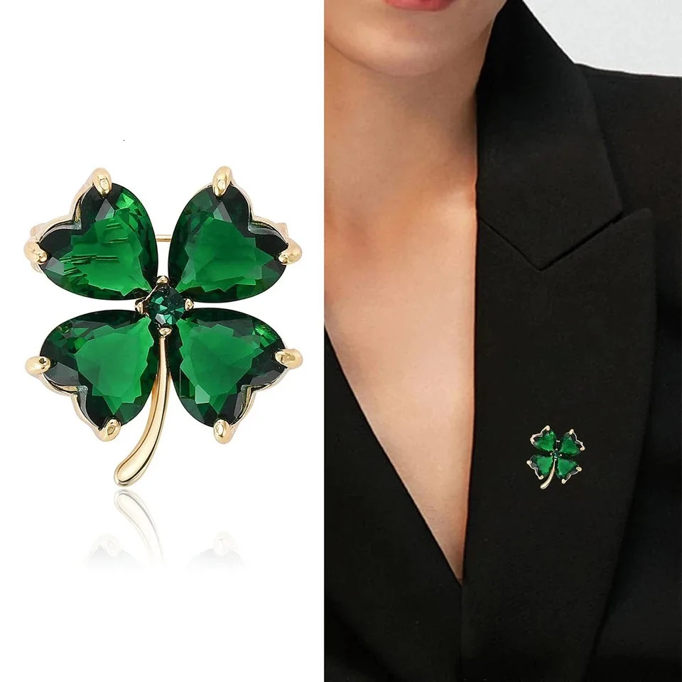 Lucky Four Leaf Clover Brooches for Women Unisex Plant Pins Office Party Jewelry Accessories Gift 250118