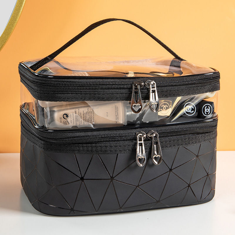 Double layer makeup bag large capacity internet celebrity multifunctional multi-layer portable women's travel makeup swissmilitary