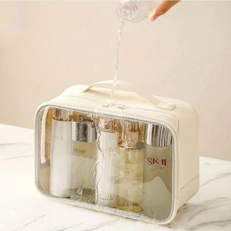 New PVC Transparent Female Portable Large Capacity Wash Bath Fiess Swimming Travel Cosmetic Bag swissmilitary
