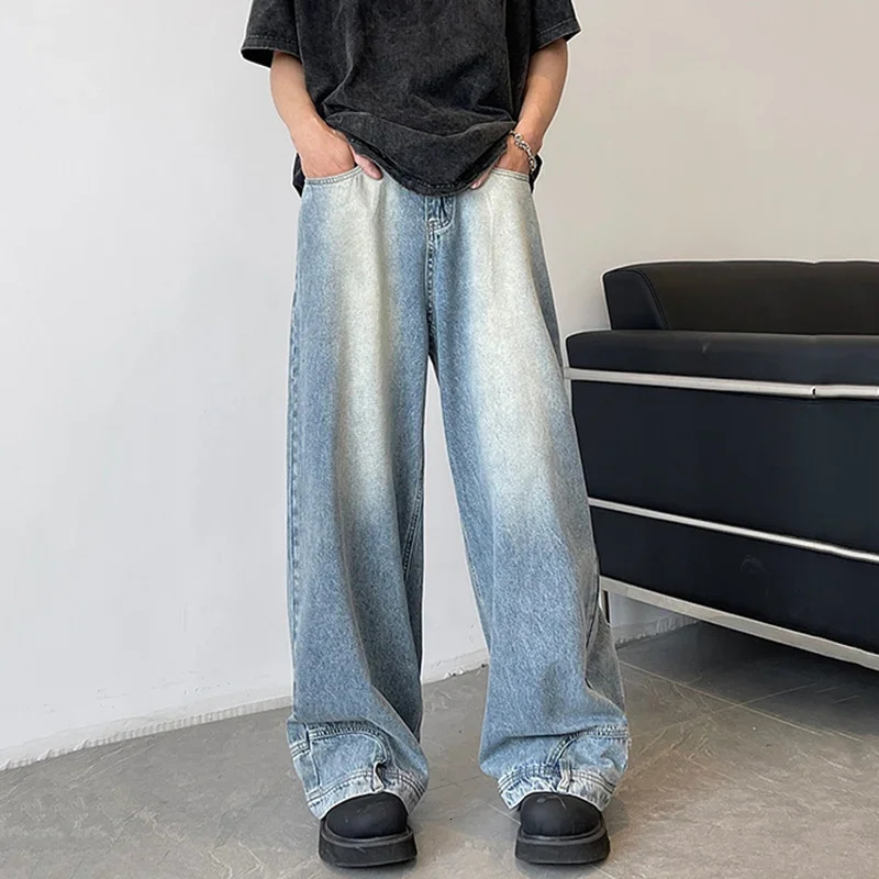 Fashion Men ner Wide Leg Jeans Male Chic Daily Party Casual Denim Pants Baggy Straight Aesthetic Streetwear Trousers 250210