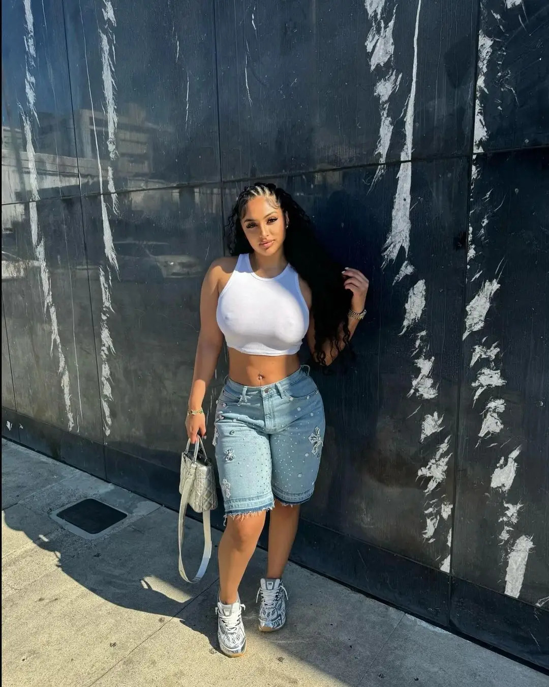 Hip Hop Rhinestones Graphical Baggy Jeans Blue Streetwear Y2k Gothic Shorts Denim Gym Shorts Women High Waist Women Clothing 250212