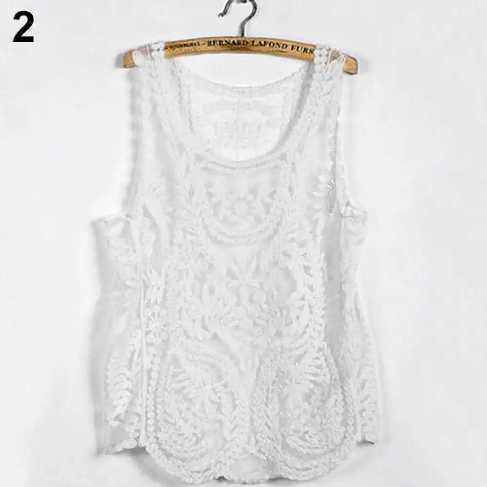 Womens Sveless Lace Tank Top Sexy Embroidery Hollow-out Floral Crochet Shirt Crochet T-Shirts For Women Lace Tee ShirtXJ250212