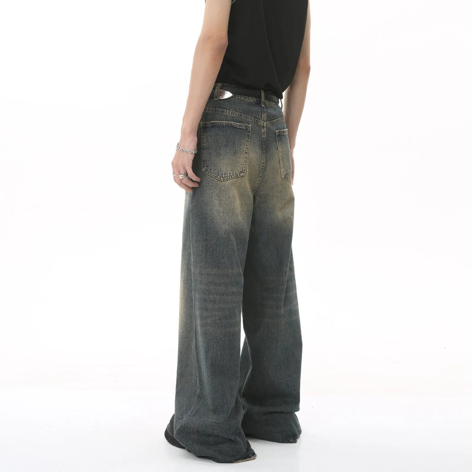 Vintage Jeans For Men Wide Leg Sweatpants Mens Baggy Retro Trousers Korean Fashion Loose Fit Denim Pants Streetwear 250210