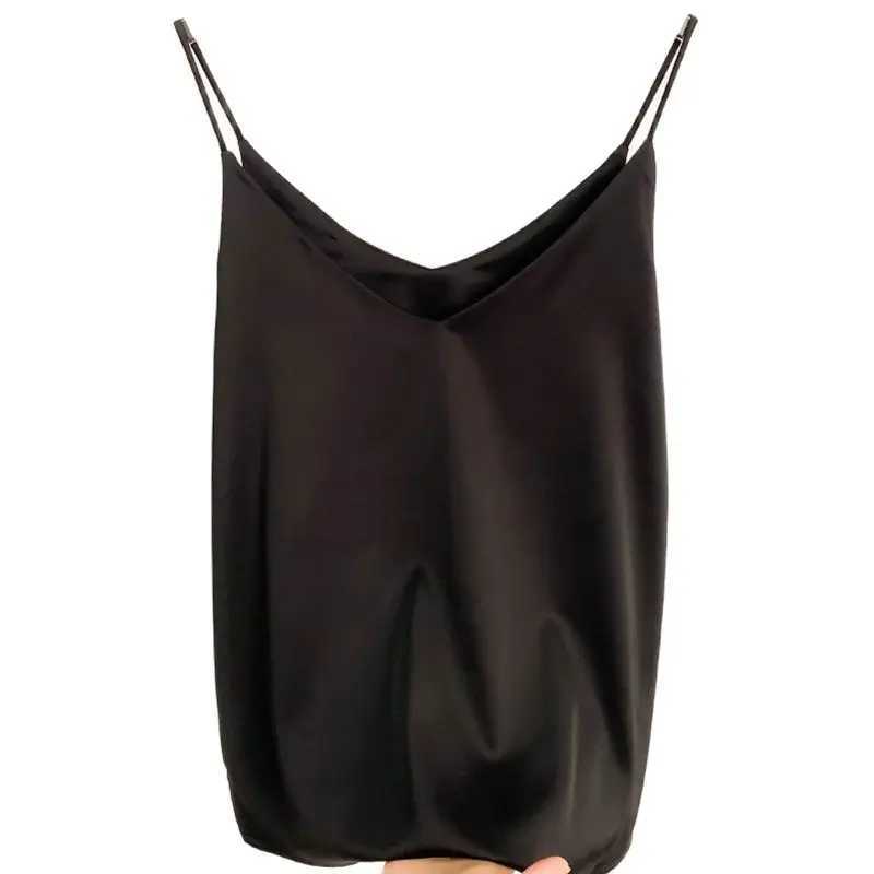 2024 Summer Camisole Slim Vest Sexy Women Sveless V-Neck Gray Tee Tank Tops Fe Solid Black/White Korean Crop Tops Y2kXJ250212