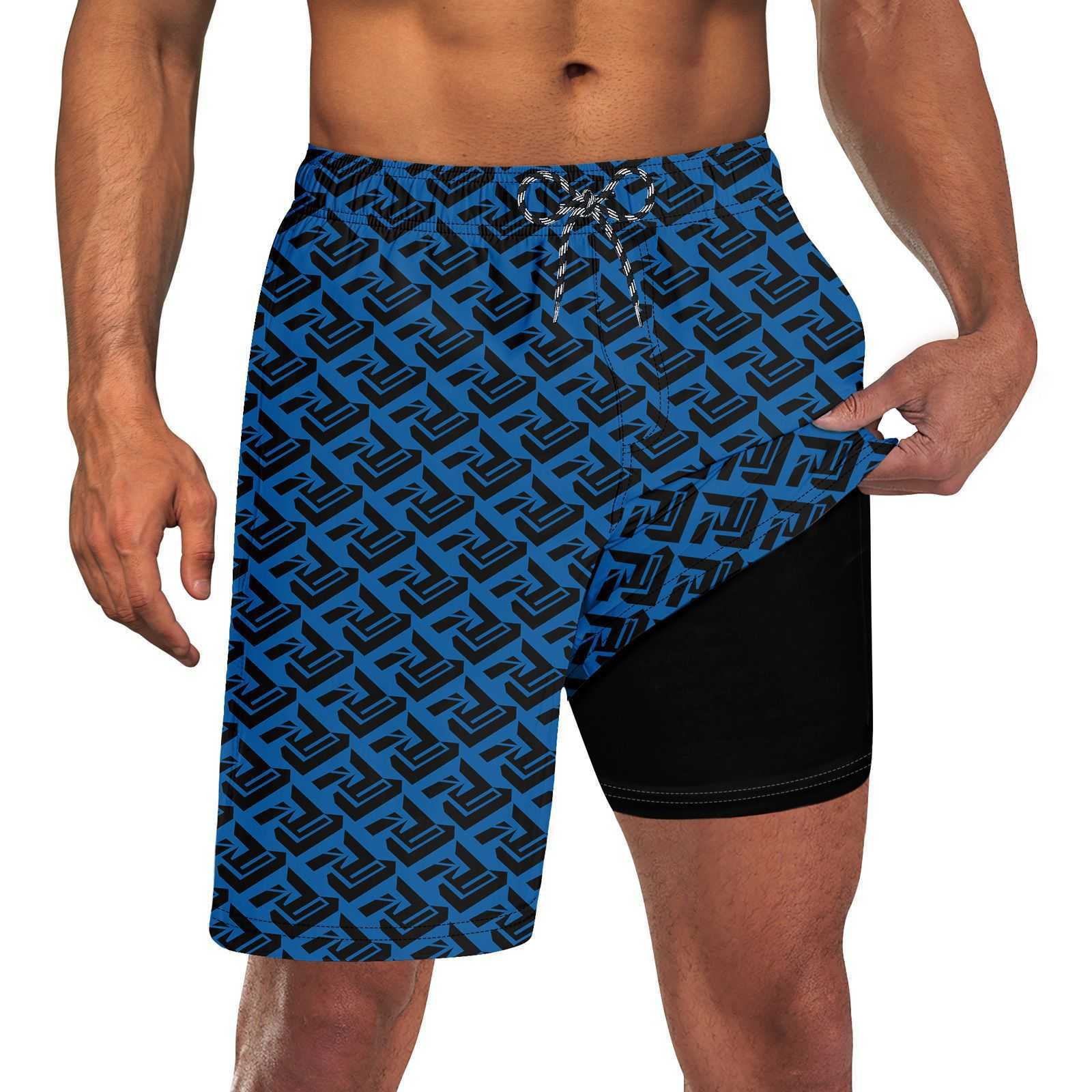 Sample special price 3D digital printing mens double-layer beach pants beach shorts W250212