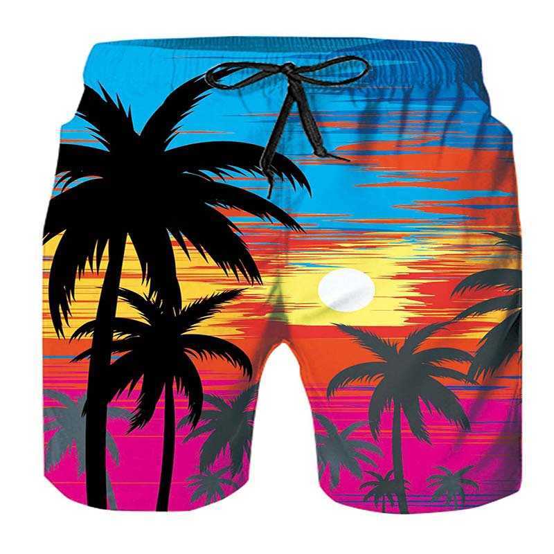 2023 summer new loose casual 3D digital printed mens beach pants W250212