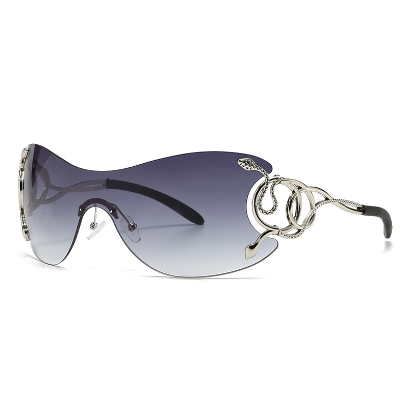Europe and the United States fashion spirit snake frameless women's sunglasses designer senior sense sunshade street photography trend cross-bord