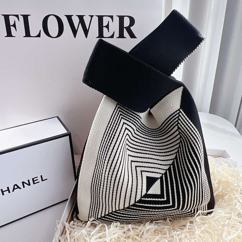 2024 ins Flyknit Handbag Women's Woolen Bucket Versatile Casual Gift Bag