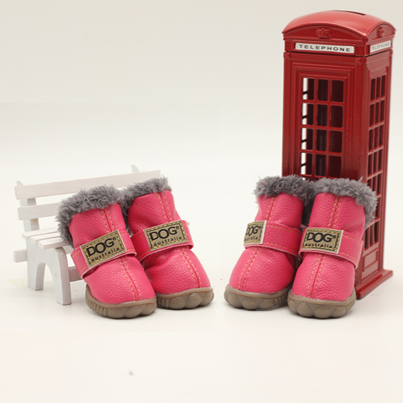 Dog shoes in 16 Colors, Puppy Dog Boots Paw Protectors for Winter Snowy Day, Sole Thickened Wear-resistant, Magic Glue Big Logo Cotton Leather Shoes G