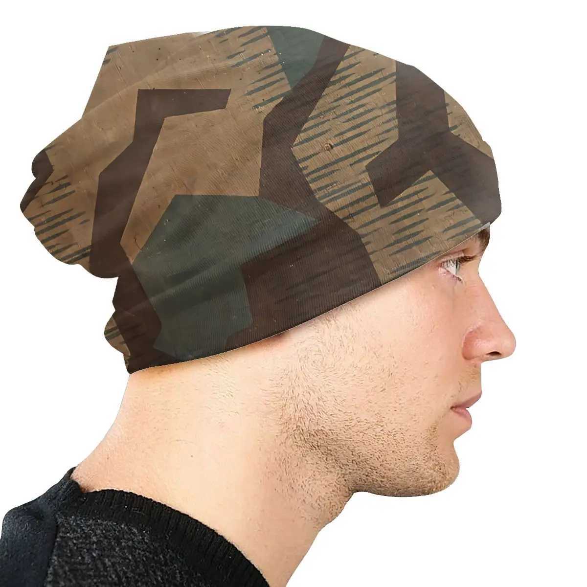Splintertarn German Ww2 Camouflage Unisex Bonnet Thin Outdoor Sklies Beanies For Men Wen X250212