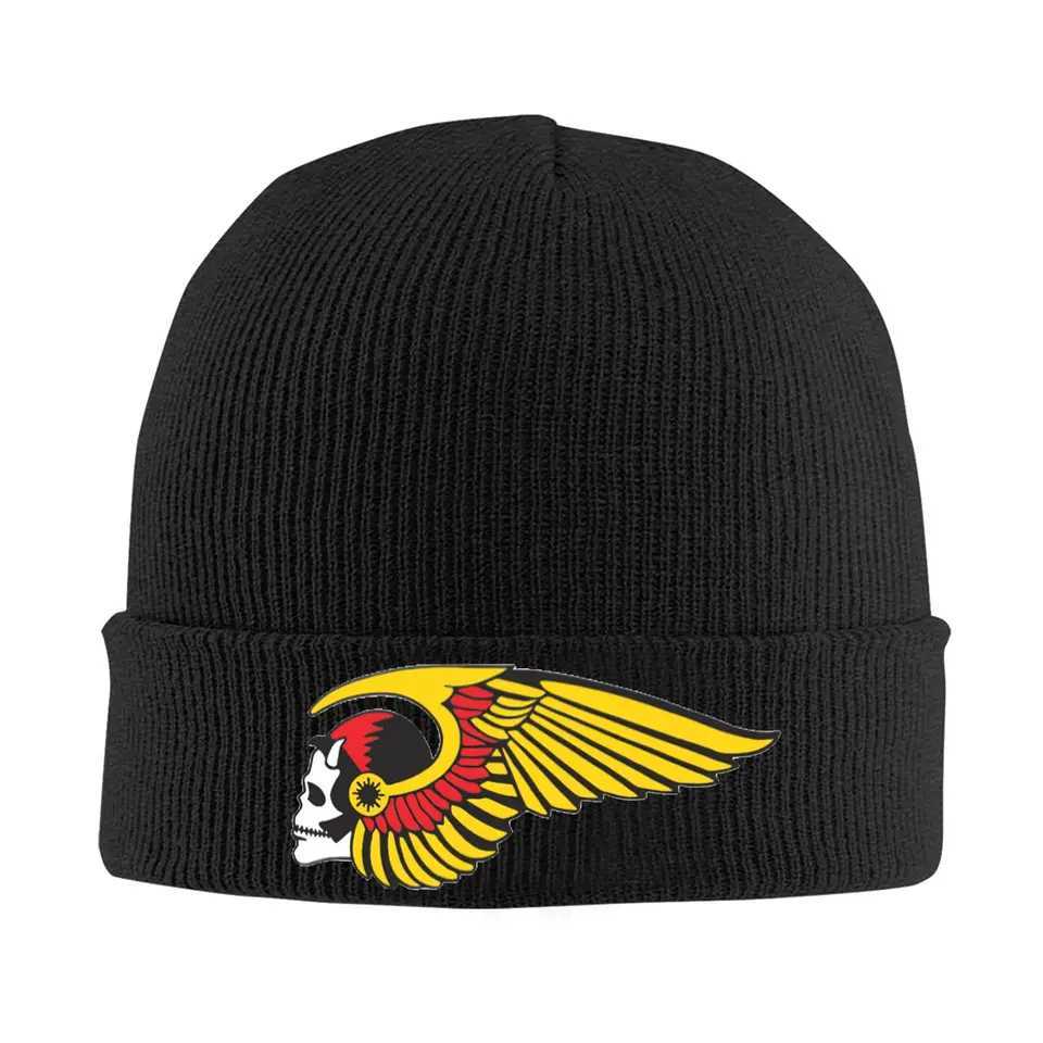 Cust Hell HAMC Angel Motor Race Sklies Beanies Caps Streetwear Winter Warm Knitting Hats Adt Motorcycle Club Bonnet Hat X250212