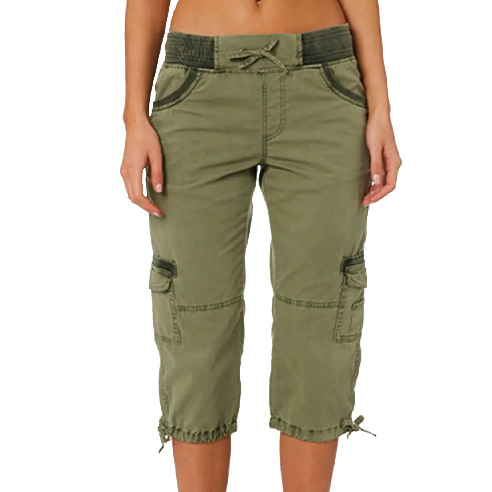 Multi Pocket Trousers Outdoor Y2k Cargo Pant Streetwear Sports Cropped Pants Overalls Thin Loose Shorts 250211