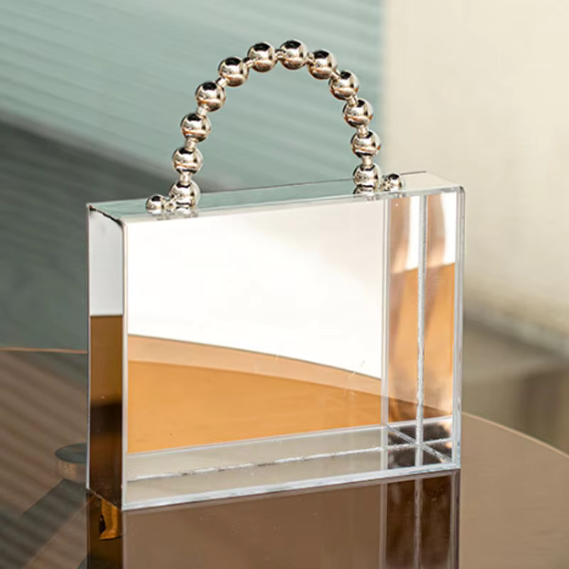 Urious Acrylic Fashion And Creative Pull-Out Lid Handle Transparent Birthday Gift Box Banquet Handbag