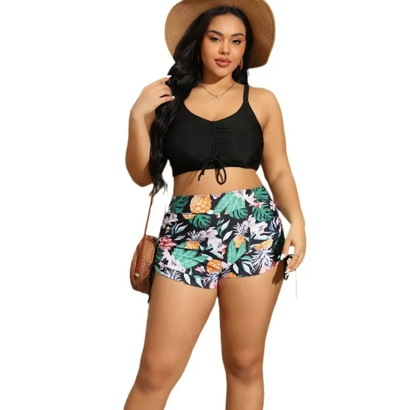 2024 Bikini plus size 0XL4XL large swimsuit conservative boxers drawstring printing 250211Z