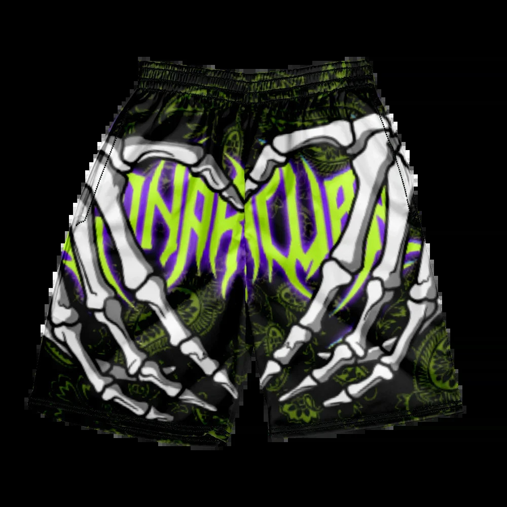 2024 Summer Classic Skull Beach Short Pants Fashion Skeleton Hand Print Men Women Gym Shorts Quick Drying Trunks Ice 250211Z