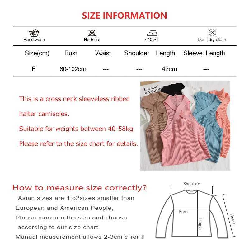 Women 2024 Summer Knit Cross Neck Crop Tops Sexy Slim Solid Backless Sveless Tank Tops Elastic Rib Design Underwear CamisolesXJ250212