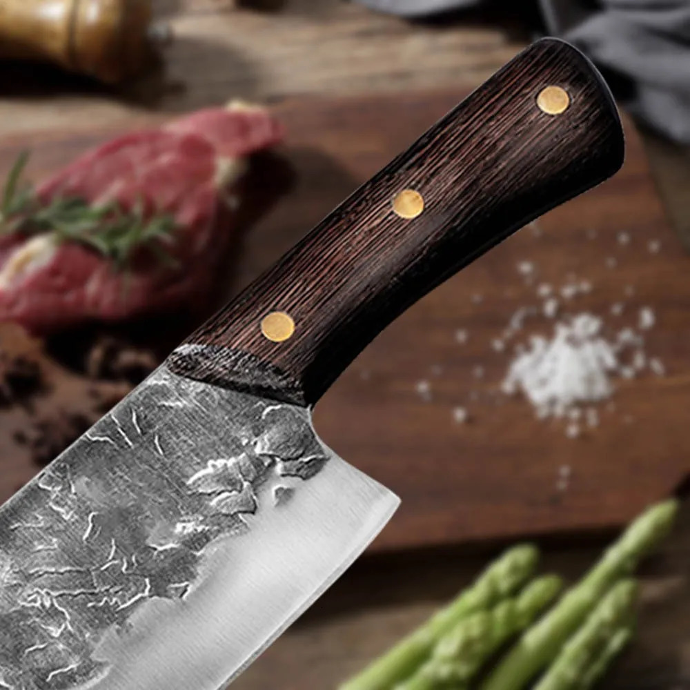8 inch Handmade Forged Kitchen Knife Butcher Meat Chopping Cleaver Chinese Chef Knife 5CR15 Stainless Steel Machete 250211