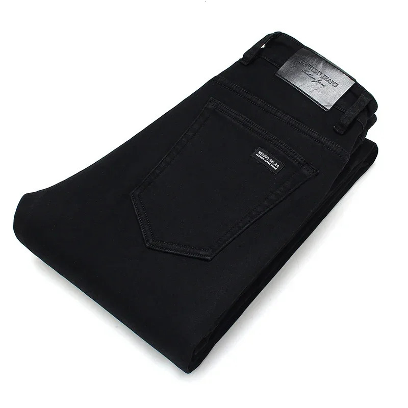 Autumn Mens Classic Black Jeans Stretch Slim Comfortable Denim Pants Fashion Business Casual Trousers Male Clothes 250210