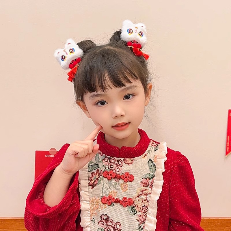 Kids' Red Lion Tresses Hair Clasps - Charming Ancient-Style Split Ends Headwear Decor