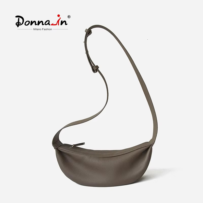 Donna-In Genuie Leather Hobo Chest For Women Men Natural Cowhide Sg Crossbody Bag Full Grained Minimalist With Wide Strap