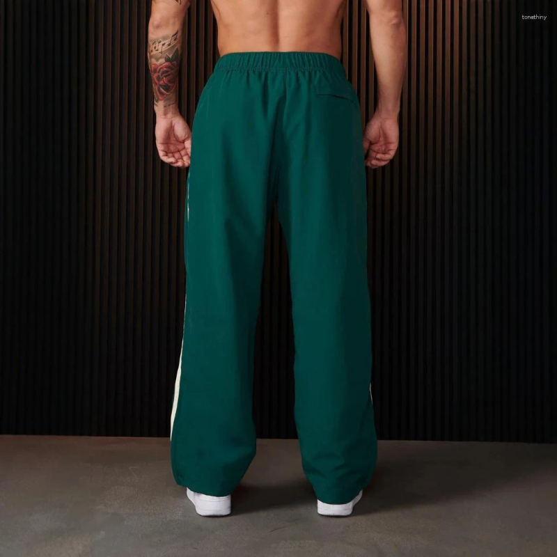 Mens Sweat Gym Joggers Mid Waist Casual Jogger Pants for Men with Splicing Strips Ya Fashion Wide Leg Pan Z260315