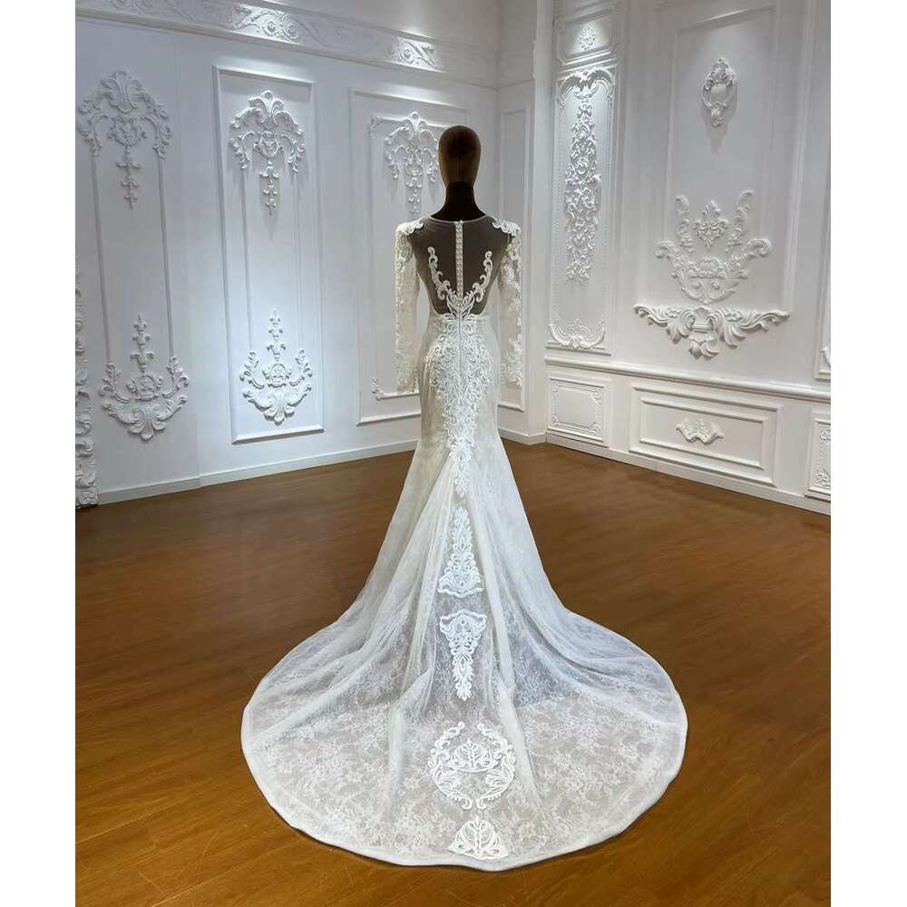 Customized M035 Hot Sale Long Sleeve Show The Fish Bones Mermaid Bridal Wedding Dress