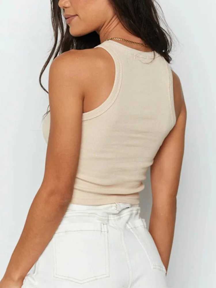 Ribbed Tank Top Women White Summer Casual Fitness Short Vest Candy Colors Knitted Off Shoulder Sexy Crop Top WomenXJ250212