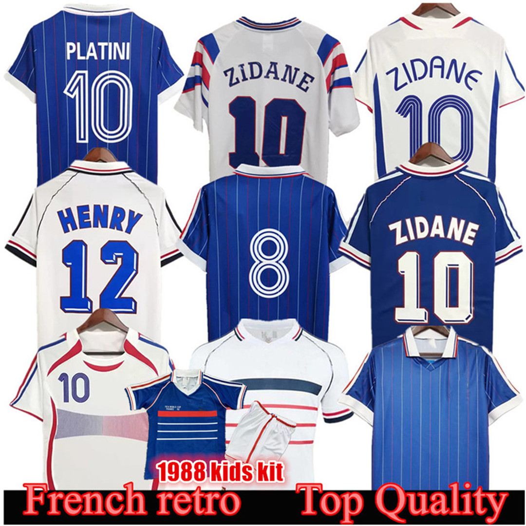 1998 Retro French soccer jersey 96 98 02 04 06 ZIDANE HENRY MAILLOT DE FOOT Football Shirt 2000 Home Trezeguet football uniform Soccer shirt Top quality