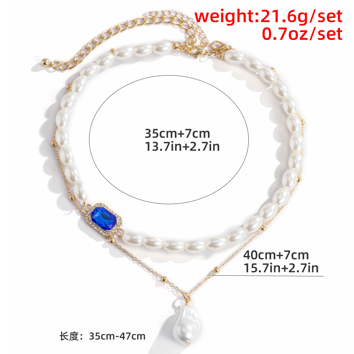 Woman Fashion set collarbone Baroque shaped pearl metal designer necklace accessory