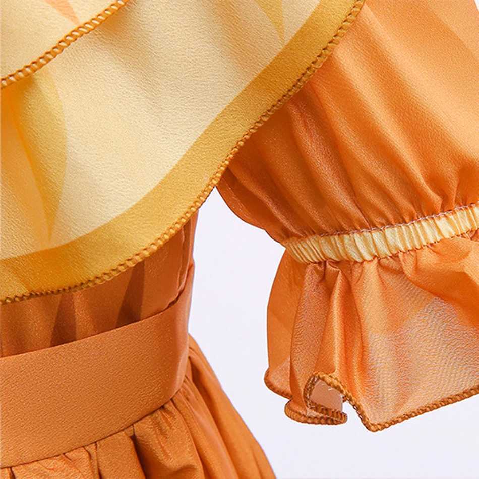 Pepa Dress Encanto Girls Princess Costume Kids Cosplay Carnival Mirabel Fancy Ruffle Apparel Madrigal Halloween Par OutfitsXJ250117