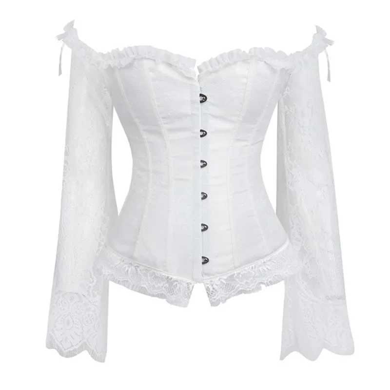 Corset Top With Sves Lace Up Bustier Women Gothic Gorset Corset and Bustier With Long Sve Lace Up Breathable BodyshaperXJ250212