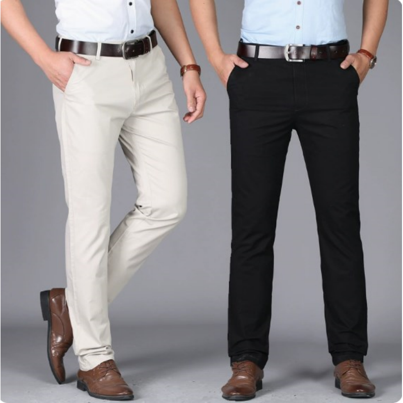 Men dress pants Khaki suit pants Fashion Brand black business trousers Straight work for male Solid Color skinny pant