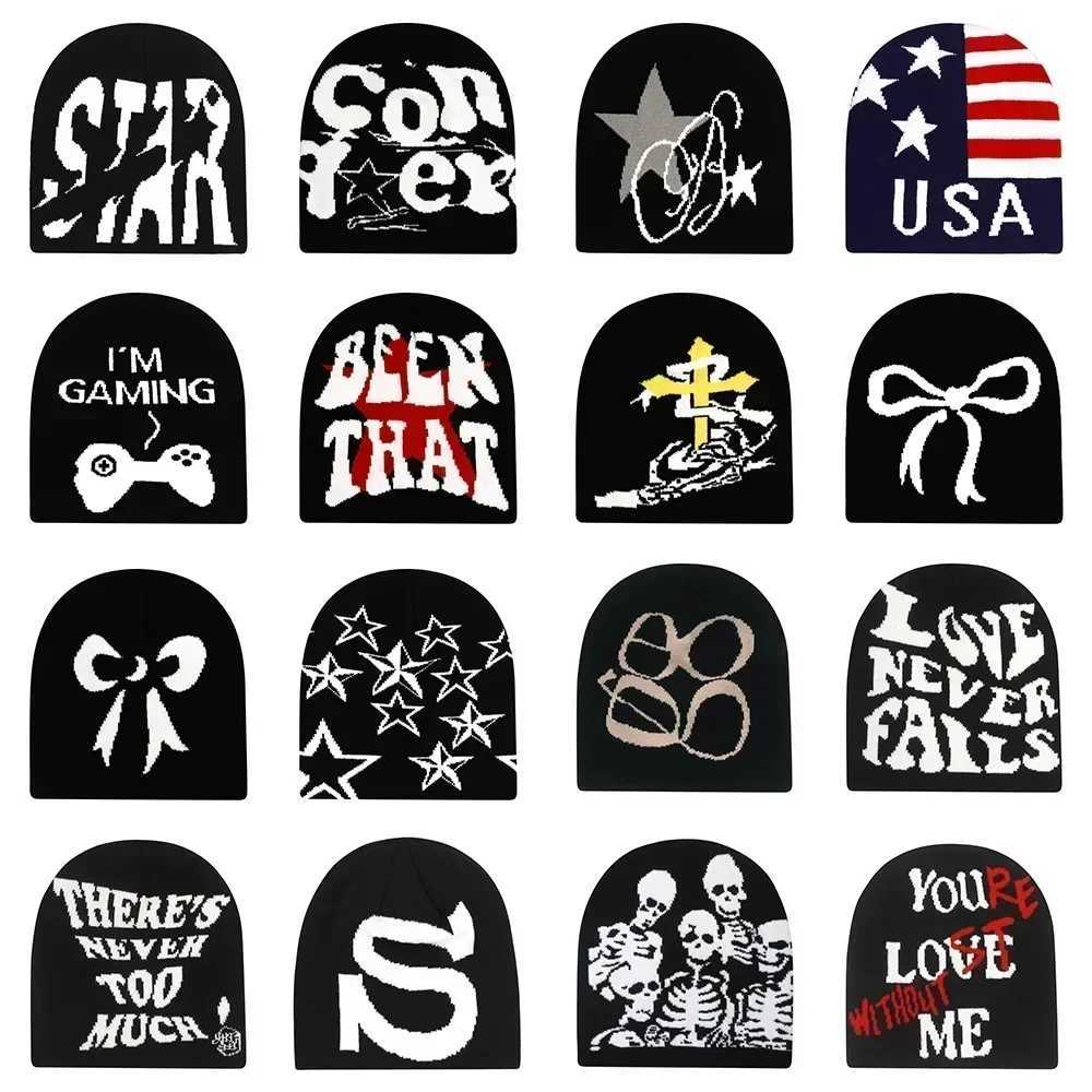 2024 New Y2K Beanies Wen Men Couple Warm Hats Fashion Bonnet Wool Sklies Hoods Lady Knitted Hats Accessories Hiphop Hat X250212