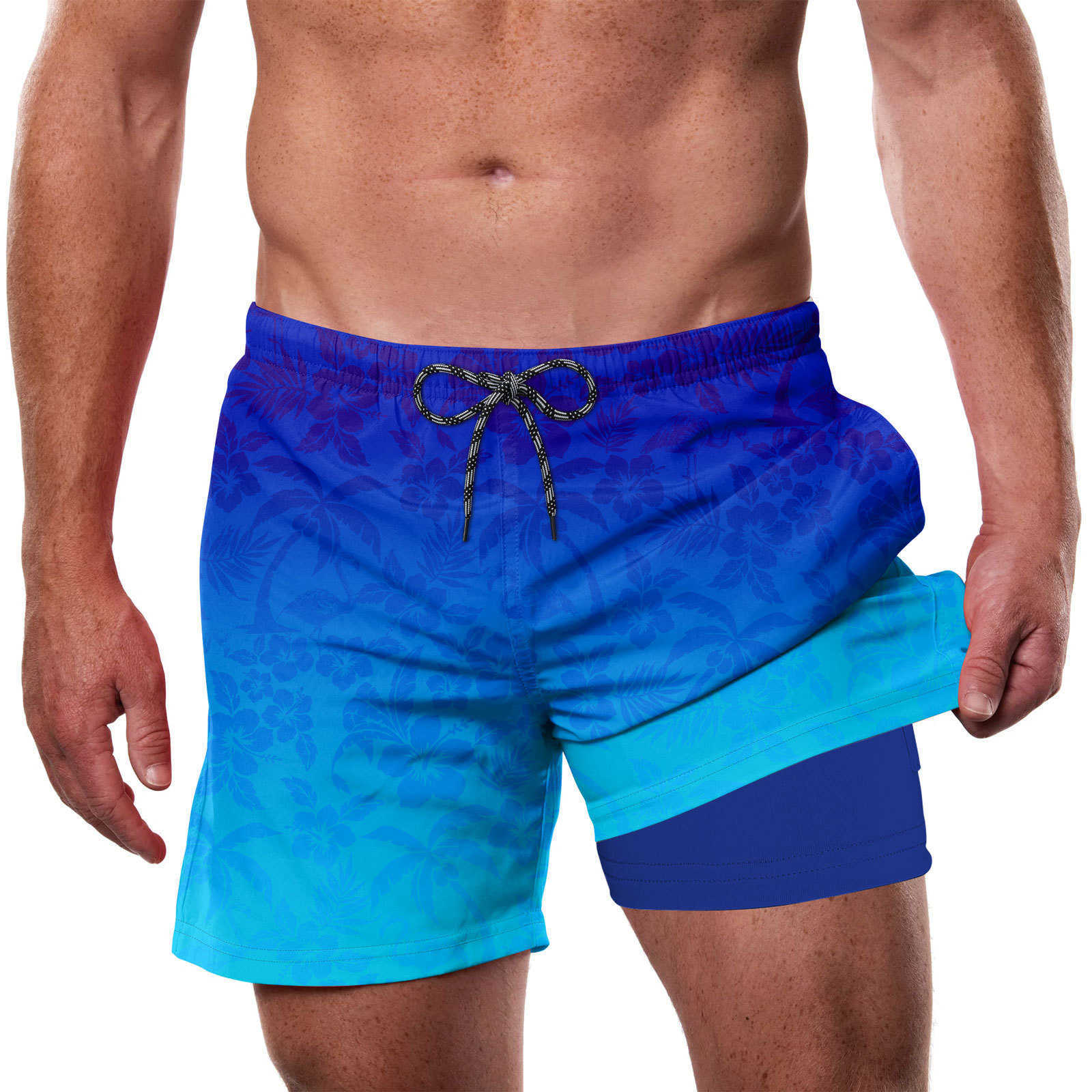 Sample special price 3D digital printing mens double-layer beach pants beach shorts W250212