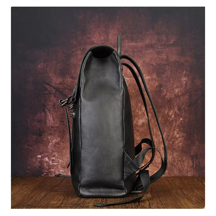 Relwaver Men Women Genuine Leather 2025 Spring Big Capacity Travel Black Cover Business Backpack