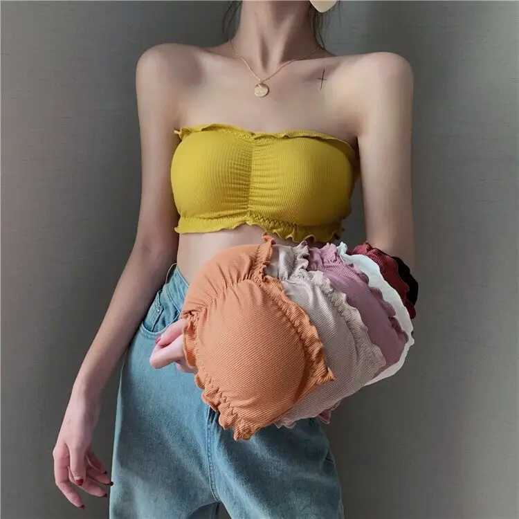 One-piece Tube Tops Women Intimates Basic Black White Orange Yellow Pink Womens Strapless Bra Bandeau Tube Top Underwear TubetopXJ250212