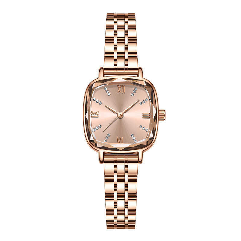 Square shaped womens quartz watch with diamond shaped multi-faceted mirror and thin strap simple and fashionable versatile and versatile W250212