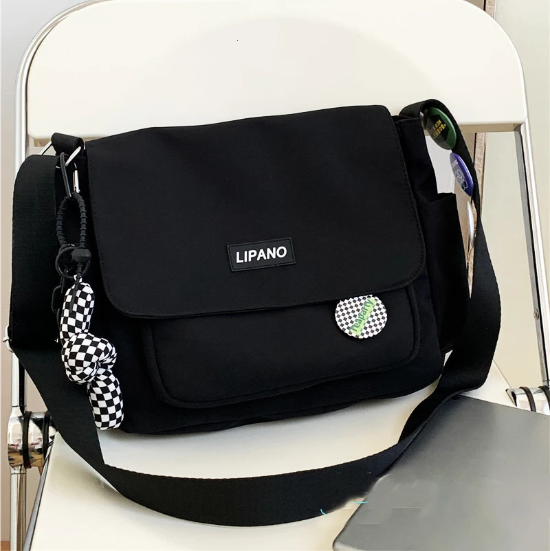 Simple Japanese Bag School Student Shoulder Bag Nylon Handbags Solid Color Leisure Large Capacity Messenger Bag Male Female Bag 250207