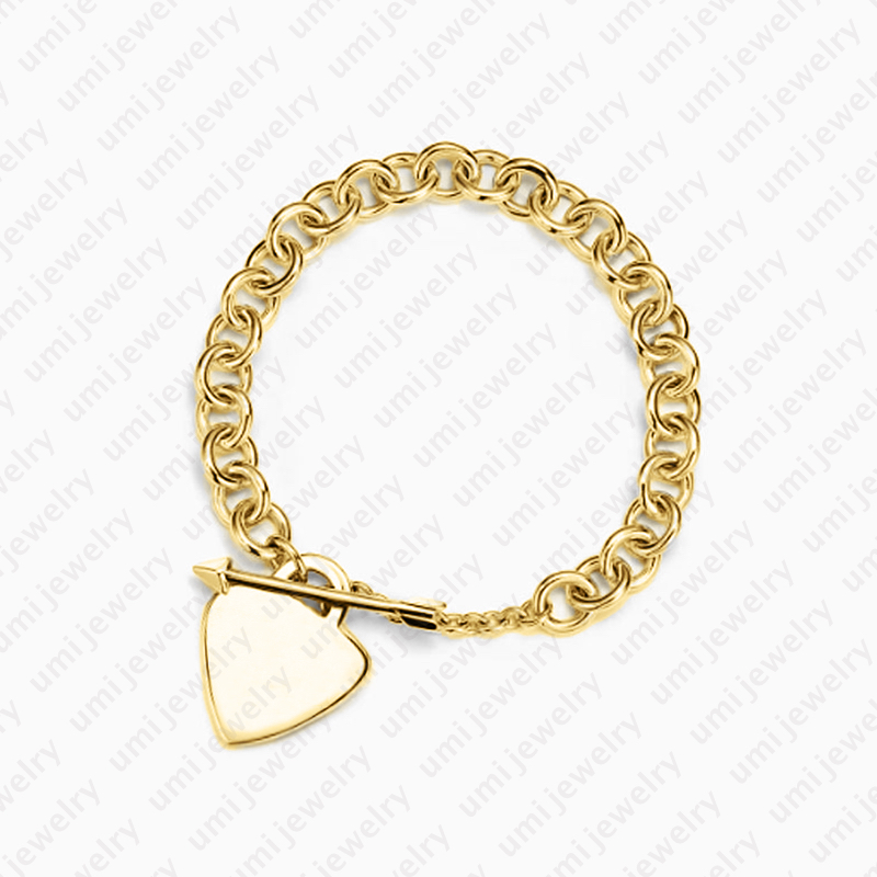 braclet luxury gold jewellery 18K Gold Plated Classic Unisex jewelry heart bangle bracelet gift for women Z260313