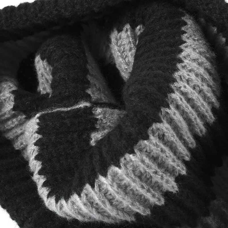 Winter Stripe Beanies Wen Korea Style Vintage Causal Warm Soft Skles black and white Fashionable Autumn Hats for Fem X250212